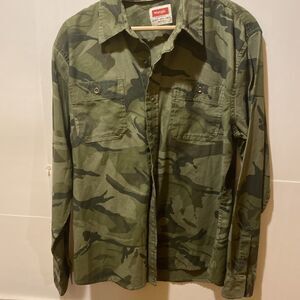 Wrangler Flex for Comfort Camouflage Camo Long Sleeve Button Up Shirt Men Medium